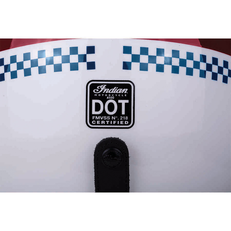 Indian Motorcycle Retro Open Face Helmet with Stripe and Checker